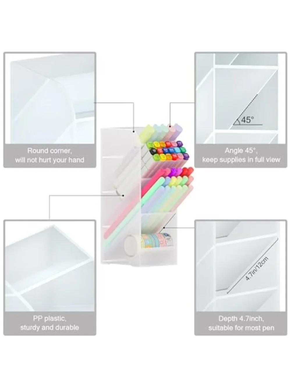 Asten Pen Holder, Pencil Holder for Desk, Pen Organizer (Clear, 3 Pack) |